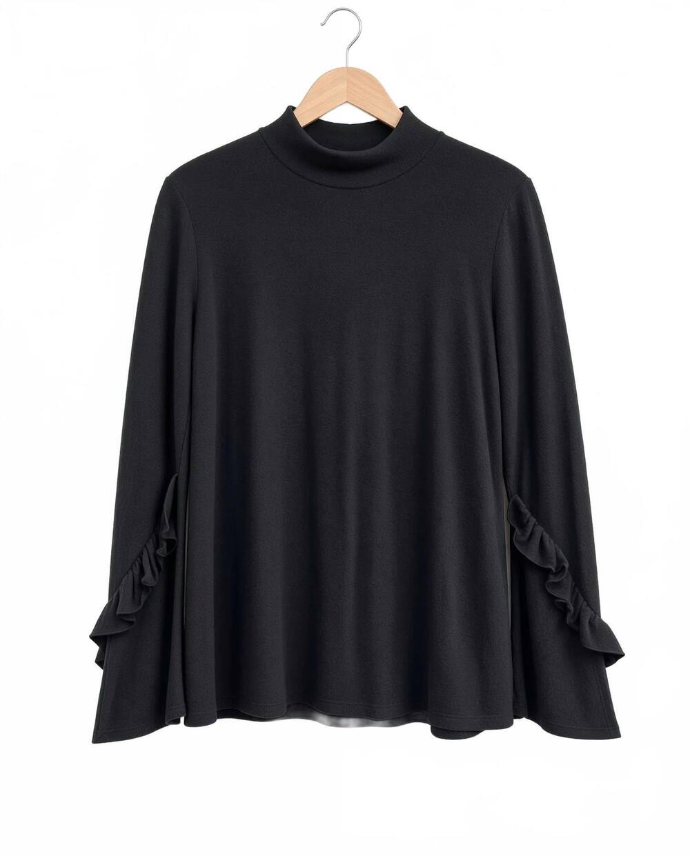 NEW MADELYN women's hacci mock neck long sleeve top in black
